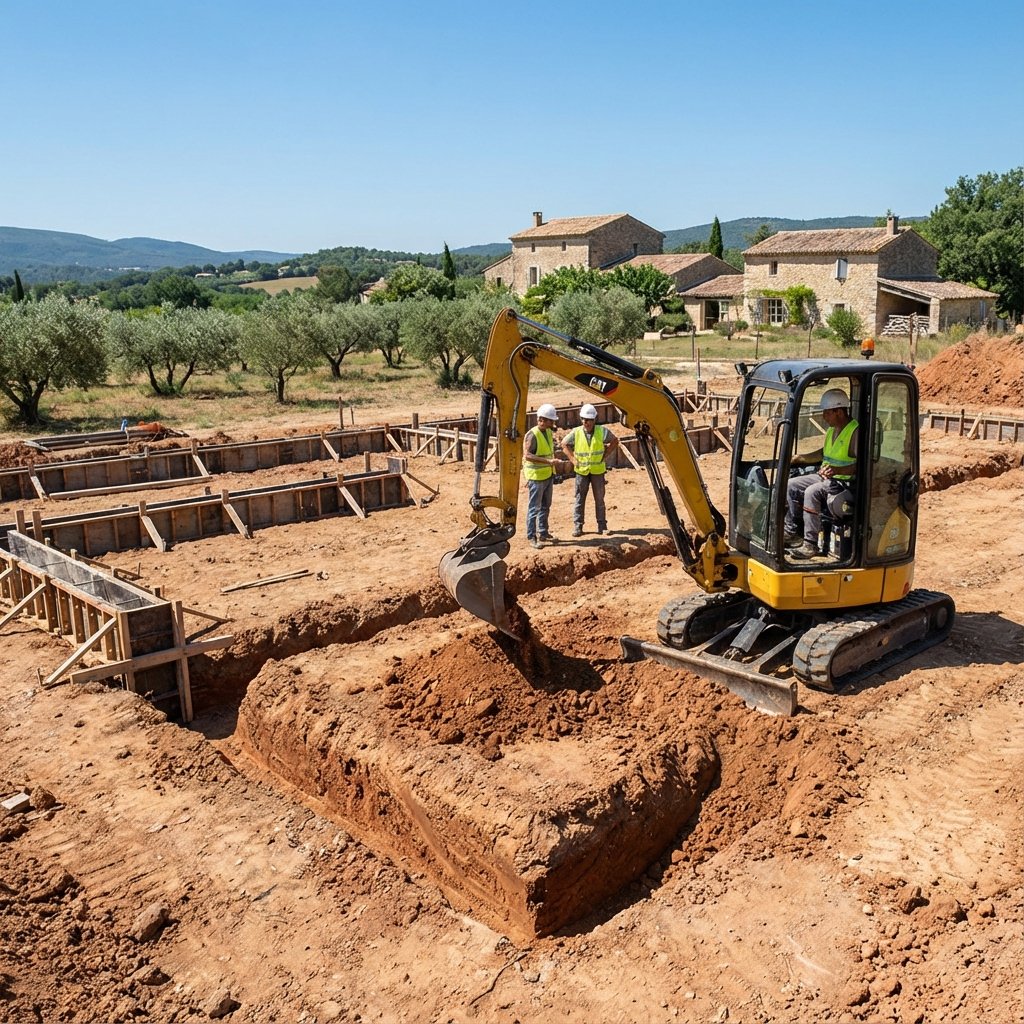 Fondations tranchées construction